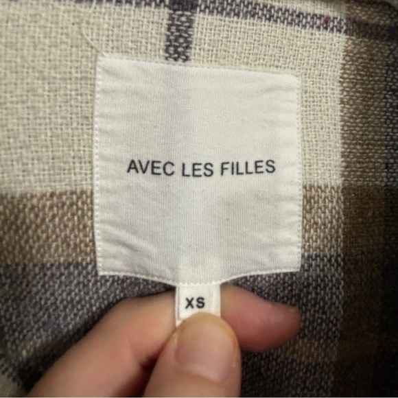 AVEC LES FILLES Relaxed Fit Lavender Beige Plaid Shacket Size extra small - Picture 4 of 7